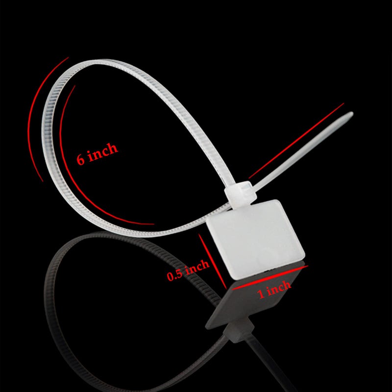 TUZAZO Nylon Marker Cable Zip Ties, 250pcs 6 Inch Self-Locking Cable Labels Tags with Write on Cord Label for Electronics, Network Ethernet Wire Labels - Image 2
